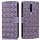 For OnePlus 7T Pro /  7 Pro Embossed Big Small Concentric Squares Pattern Horizontal Flip Leather Case with Card Slot & Holder & Wallet(Purple) - 1