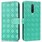 For OnePlus 8 Pro Embossed Big Small Concentric Squares Pattern Horizontal Flip Leather Case with Card Slot & Holder & Wallet(Green) - 1