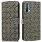 For OnePlus Nord CE 5G Embossed Big Small Concentric Squares Pattern Horizontal Flip Leather Case with Card Slot & Holder & Wallet(Grey) - 1