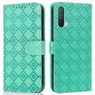 For OnePlus Nord CE 5G Embossed Big Small Concentric Squares Pattern Horizontal Flip Leather Case with Card Slot & Holder & Wallet(Green) - 1