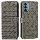 For OnePlus Nord N200 5G Embossed Big Small Concentric Squares Pattern Horizontal Flip Leather Case with Card Slot & Holder & Wallet(Grey) - 1