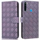 For Xiaomi Redmi Note 8 2021 / Note 8 Embossed Big Small Concentric Squares Pattern Horizontal Flip Leather Case with Card Slot & Holder & Wallet(Purple) - 1