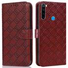 For Xiaomi Redmi Note 8 2021 / Note 8 Embossed Big Small Concentric Squares Pattern Horizontal Flip Leather Case with Card Slot & Holder & Wallet(Brown) - 1