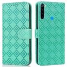 For Xiaomi Redmi Note 8 2021 / Note 8 Embossed Big Small Concentric Squares Pattern Horizontal Flip Leather Case with Card Slot & Holder & Wallet(Green) - 1