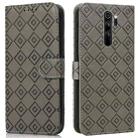 For Xiaomi Redmi Note 8 Pro Embossed Big Small Concentric Squares Pattern Horizontal Flip Leather Case with Card Slot & Holder & Wallet(Grey) - 1