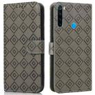 For Xiaomi Redmi Note 8T Embossed Big Small Concentric Squares Pattern Horizontal Flip Leather Case with Card Slot & Holder & Wallet(Grey) - 1