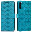 For Xiaomi Redmi Note 8T Embossed Big Small Concentric Squares Pattern Horizontal Flip Leather Case with Card Slot & Holder & Wallet(Blue) - 1