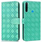 For Xiaomi Redmi Note 8T Embossed Big Small Concentric Squares Pattern Horizontal Flip Leather Case with Card Slot & Holder & Wallet(Green) - 1