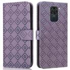 For Xiaomi Redmi Note 9 Embossed Big Small Concentric Squares Pattern Horizontal Flip Leather Case with Card Slot & Holder & Wallet(Purple) - 1