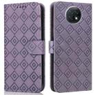 For Xiaomi Redmi Note 9 5G / Note 9T Embossed Big Small Concentric Squares Pattern Horizontal Flip Leather Case with Card Slot & Holder & Wallet(Purple) - 1