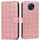 For Xiaomi Redmi Note 9 5G / Note 9T Embossed Big Small Concentric Squares Pattern Horizontal Flip Leather Case with Card Slot & Holder & Wallet(Pink) - 1