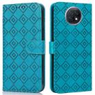 For Xiaomi Redmi Note 9 5G / Note 9T Embossed Big Small Concentric Squares Pattern Horizontal Flip Leather Case with Card Slot & Holder & Wallet(Blue) - 1