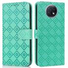 For Xiaomi Redmi Note 9 5G / Note 9T Embossed Big Small Concentric Squares Pattern Horizontal Flip Leather Case with Card Slot & Holder & Wallet(Green) - 1