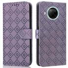 For Xiaomi Redmi Note 9 Pro 5G / Mi 10i Embossed Big Small Concentric Squares Pattern Horizontal Flip Leather Case with Card Slot & Holder & Wallet(Purple) - 1