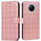 For Xiaomi Redmi Note 9 Pro 5G / Mi 10i Embossed Big Small Concentric Squares Pattern Horizontal Flip Leather Case with Card Slot & Holder & Wallet(Pink) - 1