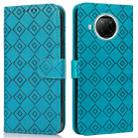 For Xiaomi Redmi Note 9 Pro 5G / Mi 10i Embossed Big Small Concentric Squares Pattern Horizontal Flip Leather Case with Card Slot & Holder & Wallet(Blue) - 1