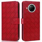 For Xiaomi Redmi Note 9 Pro 5G / Mi 10i Embossed Big Small Concentric Squares Pattern Horizontal Flip Leather Case with Card Slot & Holder & Wallet(Red) - 1