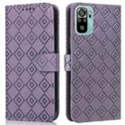 For Xiaomi Redmi Note 10 4G / Note 10S Embossed Big Small Concentric Squares Pattern Horizontal Flip Leather Case with Card Slot & Holder & Wallet(Purple) - 1