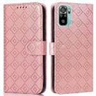 For Xiaomi Redmi Note 10 4G / Note 10S Embossed Big Small Concentric Squares Pattern Horizontal Flip Leather Case with Card Slot & Holder & Wallet(Pink) - 1