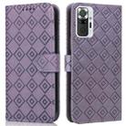 For Xiaomi Redmi Note 10 Pro/10 Pro Max Embossed Big Small Concentric Squares Pattern Horizontal Flip Leather Case with Card Slot & Holder & Wallet(Purple) - 1
