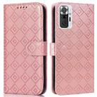 For Xiaomi Redmi Note 10 Pro/10 Pro Max Embossed Big Small Concentric Squares Pattern Horizontal Flip Leather Case with Card Slot & Holder & Wallet(Pink) - 1