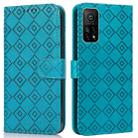 For Xiaomi Mi 10T / 10T Pro/Redmi K30S Embossed Big Small Concentric Squares Pattern Horizontal Flip Leather Case with Card Slot & Holder & Wallet(Blue) - 1