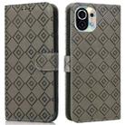 For Xiaomi Mi 11 Embossed Big Small Concentric Squares Pattern Horizontal Flip Leather Case with Card Slot & Holder & Wallet(Grey) - 1