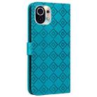 For Xiaomi Mi 11 Embossed Big Small Concentric Squares Pattern Horizontal Flip Leather Case with Card Slot & Holder & Wallet(Blue) - 3