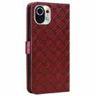 For Xiaomi Mi 11 Embossed Big Small Concentric Squares Pattern Horizontal Flip Leather Case with Card Slot & Holder & Wallet(Brown) - 3