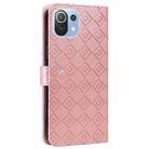For Xiaomi Mi 11 Lite Embossed Big Small Concentric Squares Pattern Horizontal Flip Leather Case with Card Slot & Holder & Wallet(Pink) - 3