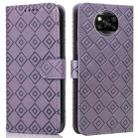 For Xiaomi Poco X3 / X3 NFC Embossed Big Small Concentric Squares Pattern Horizontal Flip Leather Case with Card Slot & Holder & Wallet(Purple) - 1