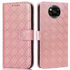 For Xiaomi Poco X3 / X3 NFC Embossed Big Small Concentric Squares Pattern Horizontal Flip Leather Case with Card Slot & Holder & Wallet(Pink) - 1