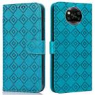 For Xiaomi Poco X3 / X3 NFC Embossed Big Small Concentric Squares Pattern Horizontal Flip Leather Case with Card Slot & Holder & Wallet(Blue) - 1