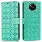 For Xiaomi Poco X3 / X3 NFC Embossed Big Small Concentric Squares Pattern Horizontal Flip Leather Case with Card Slot & Holder & Wallet(Green) - 1