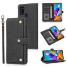 For Samsung Galaxy A21s PU + TPU Horizontal Flip Leather Case with Holder & Card Slot & Wallet & Lanyard(Black) - 1