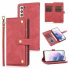 For Samsung Galaxy S21+ 5G PU + TPU Horizontal Flip Leather Case with Holder & Card Slot & Wallet & Lanyard(Wine Red) - 1