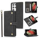 For Samsung Galaxy S21 Ultra 5G PU + TPU Horizontal Flip Leather Case with Holder & Card Slot & Wallet & Lanyard(Black) - 1