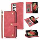 For Samsung Galaxy S21 Ultra 5G PU + TPU Horizontal Flip Leather Case with Holder & Card Slot & Wallet & Lanyard(Wine Red) - 1