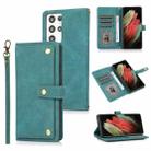 For Samsung Galaxy S21 Ultra 5G PU + TPU Horizontal Flip Leather Case with Holder & Card Slot & Wallet & Lanyard(Lake Blue) - 1