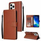 For iPhone 13 Multifunctional Horizontal Flip Leather Case, with Three Card Slot & Holder & Photo Frame & Lanyard(Brown) - 1