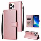 For iPhone 13 Multifunctional Horizontal Flip Leather Case, with Three Card Slot & Holder & Photo Frame & Lanyard(Rose Gold) - 1