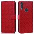 For Motorola Moto E6s 2020 Embossed Big Small Concentric Squares Pattern Horizontal Flip Leather Case with Card Slot & Holder & Wallet(Red) - 1