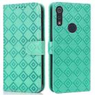 For Motorola Moto E6s 2020 Embossed Big Small Concentric Squares Pattern Horizontal Flip Leather Case with Card Slot & Holder & Wallet(Green) - 1