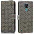 For Motorola Moto E7 2020 Embossed Big Small Concentric Squares Pattern Horizontal Flip Leather Case with Card Slot & Holder & Wallet(Grey) - 1