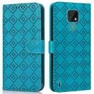 For Motorola Moto E7 2020 Embossed Big Small Concentric Squares Pattern Horizontal Flip Leather Case with Card Slot & Holder & Wallet(Blue) - 1