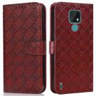 For Motorola Moto E7 2020 Embossed Big Small Concentric Squares Pattern Horizontal Flip Leather Case with Card Slot & Holder & Wallet(Brown) - 1