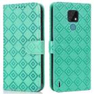 For Motorola Moto E7 2020 Embossed Big Small Concentric Squares Pattern Horizontal Flip Leather Case with Card Slot & Holder & Wallet(Green) - 1