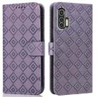 For Motorola Edge+ Embossed Big Small Concentric Squares Pattern Horizontal Flip Leather Case with Card Slot & Holder & Wallet(Purple) - 1