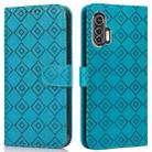 For Motorola Edge+ Embossed Big Small Concentric Squares Pattern Horizontal Flip Leather Case with Card Slot & Holder & Wallet(Blue) - 1