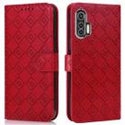 For Motorola Edge+ Embossed Big Small Concentric Squares Pattern Horizontal Flip Leather Case with Card Slot & Holder & Wallet(Red) - 1